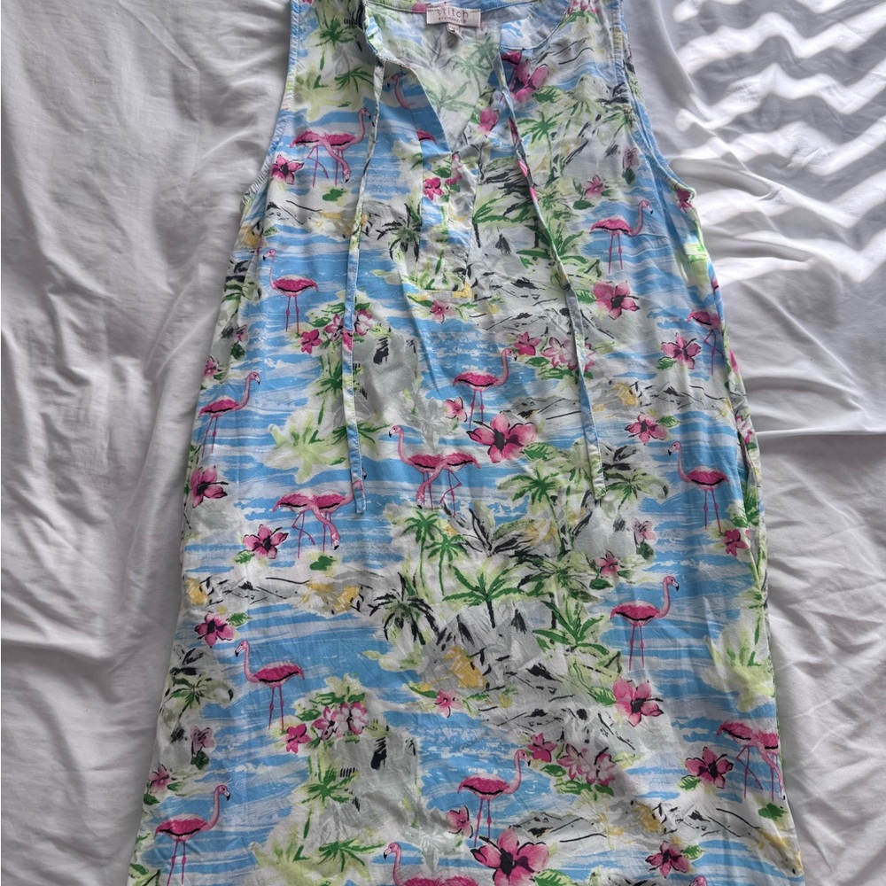 Chenault Blue Tropical Print Dress